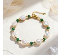 Braccialetto da donna con perle d'acqua dolce, placcato oro 18 carati, ipoallergenico, gioielli classici con perle per matrimoni, feste, abbigliamento quotidiano, confezione regalo di alta qualità