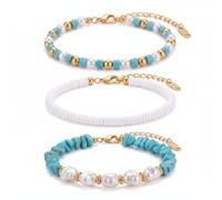 Braccialetto da donna con perle turchesi bohémien, idea regalo