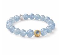 Braccialetto da donna con perline di acquamarina, gioiello elastico con cristalli blu, regalo elegante (1 pezzo), One Size, Agar, Non pietra preziosa