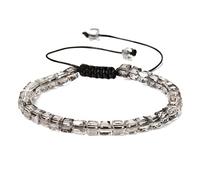 Braccialetto da donna con perline di cristallo cubico, lunghezza regolabile, 4 mm, braccialetto intrecciato a mano, sottile, n. 5