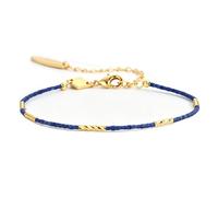 Braccialetto da donna con perline di lapislazzuli placcato oro 18 carati, delicato e sottile, con catena regolabile, gioiello minimalista e delicato, regalo per la festa della mamma