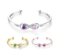 Braccialetto da donna con pietra portafortuna dell'infinito, braccialetto in argento con doppio cuore portafortuna per ragazze, braccialetti dell'amicizia di ottobre, regalo per figlia, mamma
