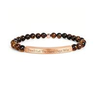 Braccialetto da donna con scritta "Don't Let The Hard Days Win", braccialetto con perline motivazionali, in acciaio inossidabile placcato oro 18 carati, gioiello motivazionale per lei, sollievo