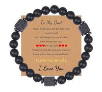 Braccialetto da donna con scritta in inglese "To My Dad Uncle Grandpa Fidanzato", regalo per fidanzato, pietra lavica nera, con biglietto per uomini, adolescenti, braccialetti dell'amicizia per donne