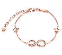 Braccialetto da donna con simbolo dell'infinito, in argento Sterling 925, con zircone intarsiato, regolabile, ideale regalo di Natale o di compleanno