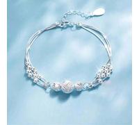 Braccialetto da donna e ragazza - Perline rivestite in argento S925, braccialetto con ciondoli a tema nautico con ancora e perle finte, regalo di compleanno perfetto per la fidanzata, accessorio da tu