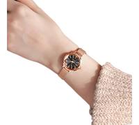 Braccialetto da donna Guarda il quadrante a specchio a stelle a sei punte, lussuoso orologio da polso da donna di moda con strass lucido, cinturino in metallo, orologio da quadrante rotondo al quarzo