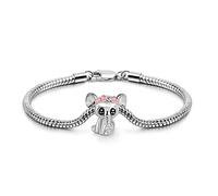 Braccialetto da donna in argento Sterling 925 con ciondolo a forma di elefante, grazioso braccialetto fatto a mano per ragazza, chiusura a moschettone, catena a serpente, idea regalo, 6.7 inch