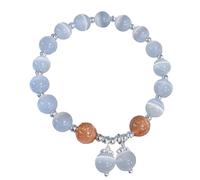 Braccialetto da donna in argento Sterling con perline di cristallo occhio di gatto, circonferenza di 5,9 cm, gemma curativa naturale, gioiello pronto per regali di compleanno
