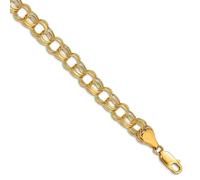 Braccialetto da donna in oro giallo 10 kt con ciondoli a tripla maglia da 7 mm