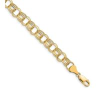 Braccialetto da donna in oro giallo 10 kt con ciondoli a tripla maglia da 8 mm