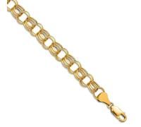 Braccialetto da donna in oro giallo 10 kt con ciondoli a tripla maglia da 8 mm