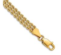 Braccialetto da donna in oro giallo massiccio 10 carati, larghezza 4,5 mm, a tripla corda, 20,3 cm