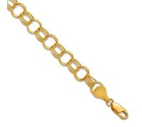 Braccialetto da donna in oro giallo massiccio 10 kt con ciondoli a tripla maglia, 18 centimeters, Metallo, Nessuna pietra preziosa