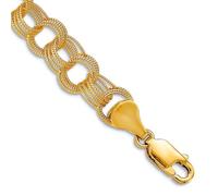 Braccialetto da donna in oro giallo massiccio 10 kt con ciondoli a tripla maglia