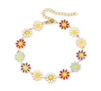 Braccialetto da donna in stile bohémien, ipoallergenico, colorato, con piccola margherita, elegante accessorio per abiti, festa di compleanno, regalo per madre e sorella, 25,4 cm, Adjustable, Metallo
