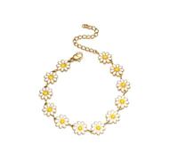 Braccialetto da donna in stile bohémien, ipoallergenico, colorato, con piccola margherita, elegante accessorio per abiti, festa di compleanno, regalo per madre e sorella, 25,4 cm, Adjustable, Metallo