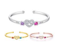 Braccialetto da donna personalizzato con nodo d'amore e zirconi con nome personalizzato in argento infinito braccialetto con doppie pietre portafortuna per ragazze, mamma, amicizia, regalo per figlia