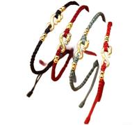 Braccialetto da donna regolabile in corda rossa con design a drago cinese, realizzato a mano per una trama intrecciata che rappresenta la buona fortuna (stile corda verde)