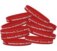 Braccialetto da polso per combattere come una ragazza che sostiene, ammirando, onorando per malattie cardiache, per l'AIDS - rosso (confezione da 10)