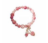Braccialetto da ragazza con pietre preziose naturali fragole e perline di design Sense Bracciale Fragola Buddha Series Girl Hand String Temperamento Gioielli Runners Orologio, Misura unica, Cristallo