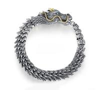 Braccialetto da uomo a tema pioggia fumé realizzato a mano, con motivo a ossa di drago e robusta struttura in rame per un uso quotidiano affidabile (18 cm)