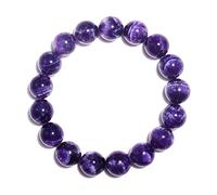Braccialetto da uomo con ametista da 12 mm, cristallo naturale del terzo occhio e corona dei chakra, adatto per polsi grandi da 20,3 a 21,6 cm, regalo spirituale per talismani, amuleti e talismani