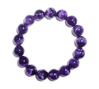 Braccialetto da uomo con ametista da 14 mm, cristallo naturale del terzo occhio e corona dei chakra, adatto per polsi di circa 19 cm, regalo spirituale per la guarigione emotiva per talismani, amuleti