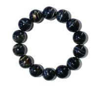 Braccialetto da uomo con occhio di tigre blu, 16 mm, adatto per polsi grandi da 20 a 21,5 cm, gemme curative per chakra della gola, pietra portafortuna per giugno, porta calma interiore, amore e