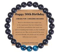Braccialetto da uomo con occhio di tigre, braccialetto di perline nero blu 8 mm 30 anni braccialetto da uomo braccialetti con perline regalo per uomo unico, 30cmx8mm, Cristallo, Occhio di tigre