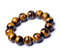 Braccialetto da uomo con occhio di tigre da 12 mm, giallo dorato naturale, gioiello elasticizzato per polso di circa 20,3 cm, porta fortuna, coraggio, fiducia, pietre preziose chakra, scelta