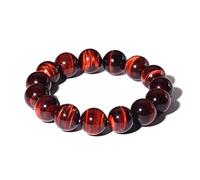 Braccialetto da uomo con occhio di tigre rosso, 14 mm, pietre preziose naturali per chakra della radice, adatto per polsi forti da 21,6 cm, porta fortuna e fortuna, regalo spirituale per amici e