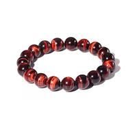 Braccialetto da uomo con occhio di tigre rosso da 12 mm, pietre preziose naturali del chakra della radice, adatto per polsi grandi e forti da 20,3 a 21,6 cm, porta fortuna e fortuna, regalo spirituale