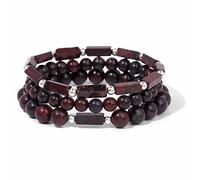 Braccialetto da uomo con perline di pietra del sangue naturale, forma quadrata, perline rotonde, set da donna Pulsera Hombre, pietra del sangue, 19 cm