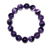 Braccialetto da uomo e da donna, con chakra naturale a corona, cristallo viola con inclusioni bianche, realizzato a mano, grandi perle, appassionati di cristallo e polso XXL
