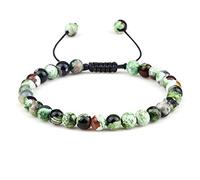 Braccialetto da uomo in pietra naturale da 6 mm, con perline di occhio di tigre, braccialetto intrecciato regolabile, da donna, a pois color avocado