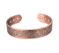 Braccialetto da uomo in puro rame al 99,9%, squisiti braccialetti con design tricolore e motivi unici, facile da regolare, Grande, Rame, Nessuna pietra preziosa