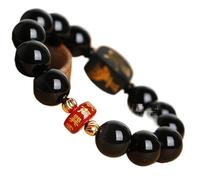 Braccialetto della ricchezza in ossidiana nera Fen Bracciale in ossidiana, bracciale in agata rossa, bracciale con perline di cristallo da 10 mm for donne e uomini, guarigione Reiki, cristallo, medita