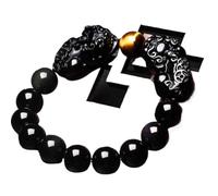 Braccialetto della ricchezza in ossidiana nera Fen Bracciale in ossidiana, braccialetto Pixiu for la ricchezza Feng Shui, braccialetto con perline naturali, talismano for la meditazione Reiki, allonta