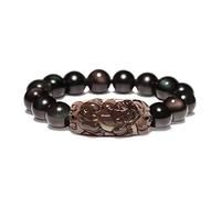 Braccialetto della ricchezza in ossidiana nera Fen Bracciale in ossidiana, braccialetto spirituale in ossidiana dorata naturale, amuleto portafortuna, regolabile, for allontanare il male, uomo e donna