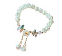 Braccialetto dell'amicizia per bambini con fiore di cristallo e perline in vetro, regolabile, gioiello delicato per ragazze e nonne, Misura unica, Plastica