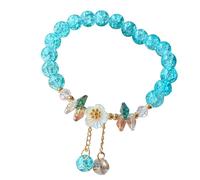 Braccialetto dell'amicizia per bambini con fiore di cristallo e perline in vetro, regolabile, gioiello delicato per ragazze e nonne, Misura unica, Plastica