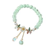 Braccialetto dell'amicizia per bambini con fiore di cristallo e perline in vetro, regolabile, gioiello delicato per ragazze e nonne, Misura unica, Plastica