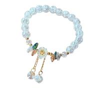 Braccialetto dell'amicizia per bambini con fiore di cristallo e perline in vetro, regolabile, gioiello delicato per ragazze e nonne, Misura unica, Plastica