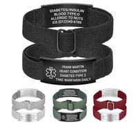 Braccialetto di allerta medica personalizzato, targhetta identificativa in acciaio inox con cinturino elastico, braccialetto medico di sensibilizzazione alle emergenze, per diabete, epilessia, autismo