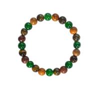 Braccialetto di attrazione for la ricchezza in occhio di tigre naturale e avventurina verde - Gioielli elastici con perline for la prosperità
