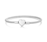 Braccialetto di base con ciondolo a cuore, braccialetto in argento sterling 925 per donna, compatibile con la maggior parte delle perline con ciondoli (17cm)