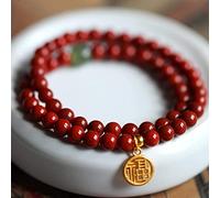 Braccialetto di cinabro Bracciale Cinabro Naturale Fatto A Mano Giada Hetian Oro Parola Fortunata Piccola Marca Fortunato Due Braccialetti Cerchio Charme Rosso Fortunato Fortuna for Le Donne Degli Uom