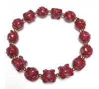Braccialetto di cinabro Bracciale con tigre color cinabro viola, catena di perline, talismano della ricchezza for l'anno della tigre 2022, contro gli spiriti maligni, for il benessere generale, amulet