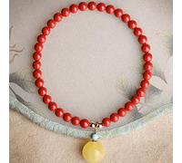 Braccialetto di cinabro Braccialetto di pietre preziose di ricchezza for le donne Ciondolo di cinabro naturale e cera d'api Perline di turchese Braccialetto di perline Braccialetto elastico Amuleto At